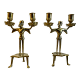 Pair of tripod candlesticks late XIX