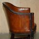 Fauteuil de bureau Édouardien 1910 en cuir et chêne sculpté