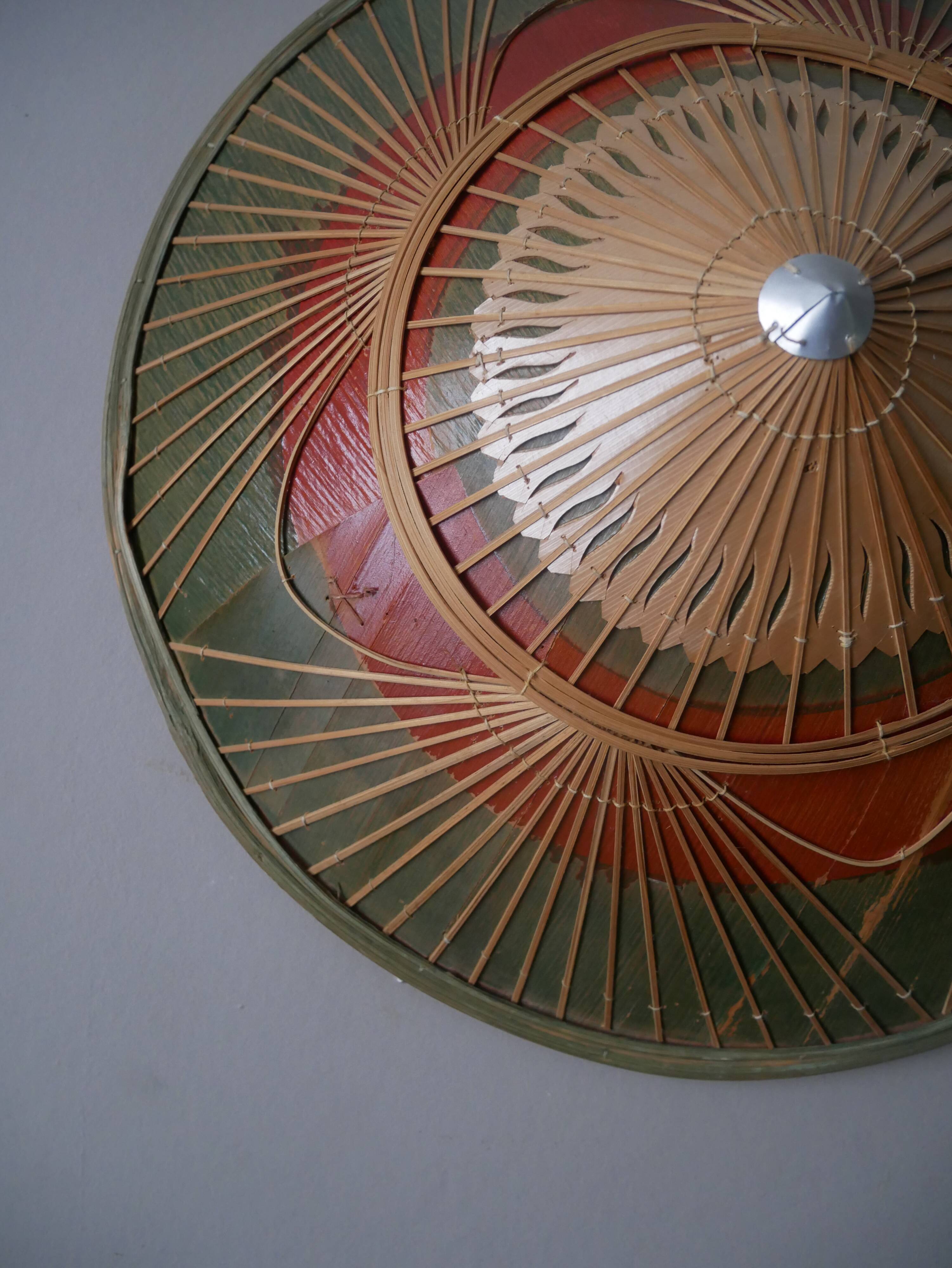 Vintage conical hat handmade Asian crafts decorative object