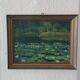 Original oil painting of a landscape with a pond and water lilies by Albert Morhain, 1930.