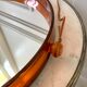 miroir casquette marron orangé design en plexi et lanière en cuir Made in France 1974