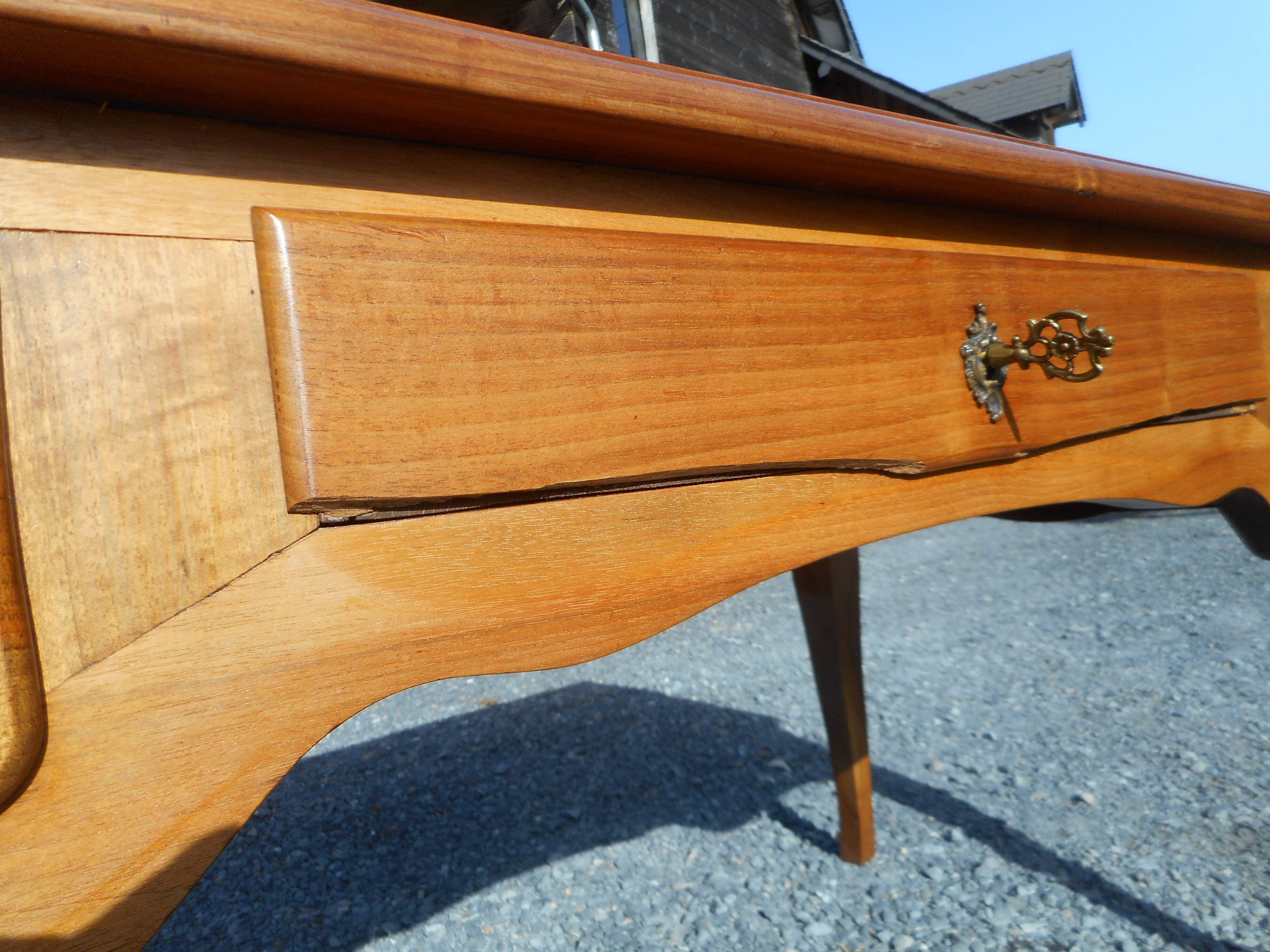 large double-sided walnut desk 3 drawers 2 pulls