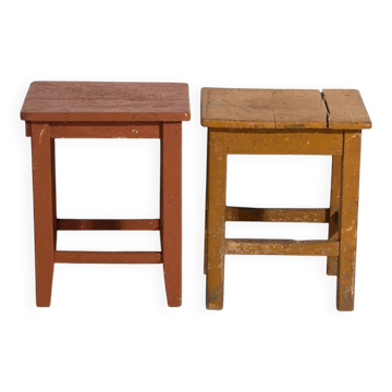 Tables de chevet anciennes en bois de pin – Europe centrale, vers 1940 #6