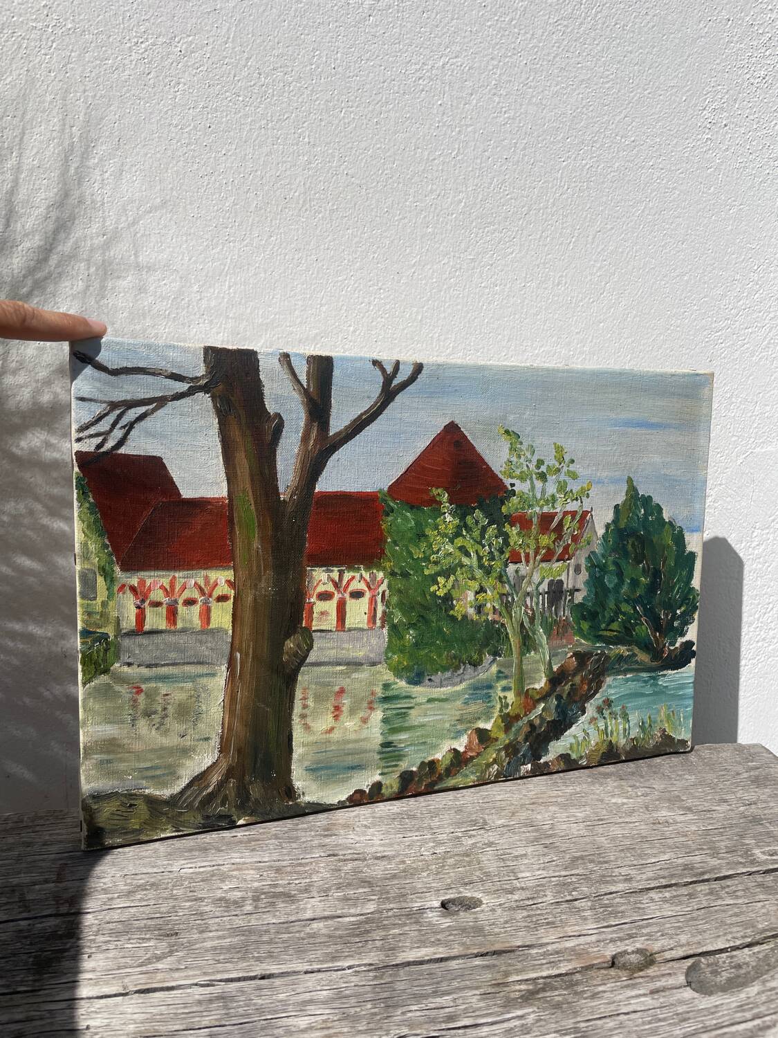 Old landscape painting oil on canvas