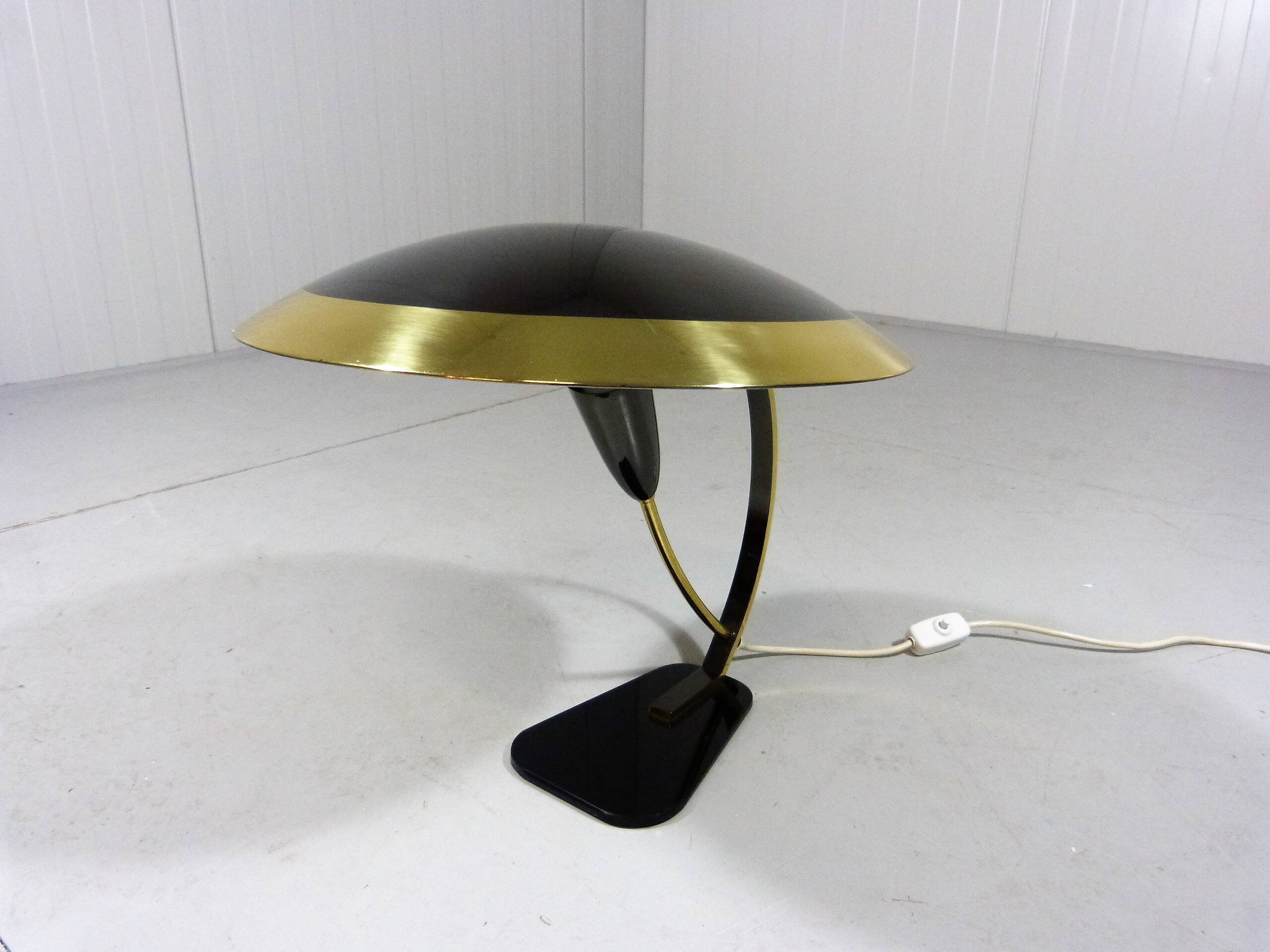 Rare desk lamp in brass & glass 1950’s