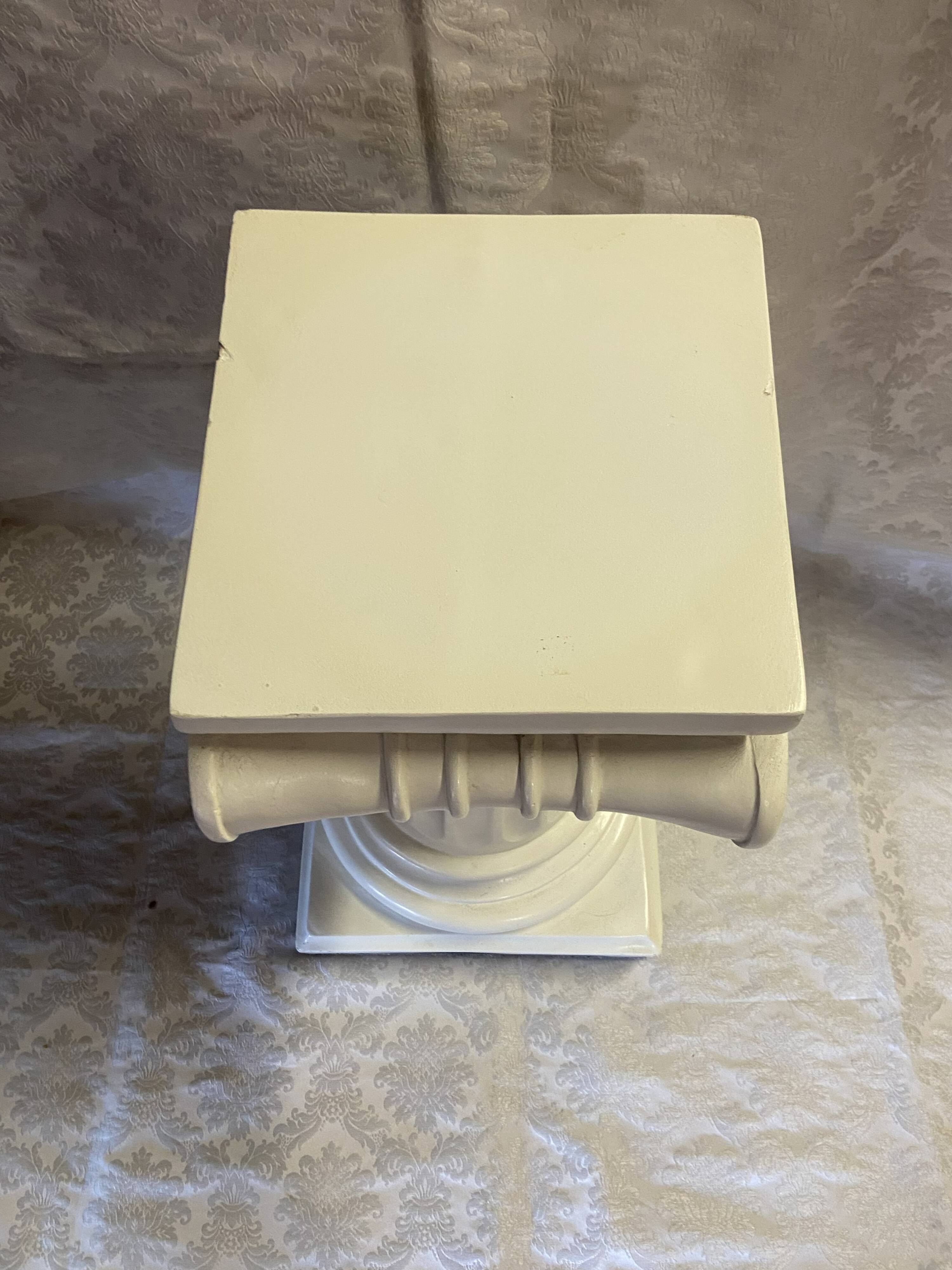 Elegant Pedestal Column in Hardened Plaster with Ionic Volute Capital