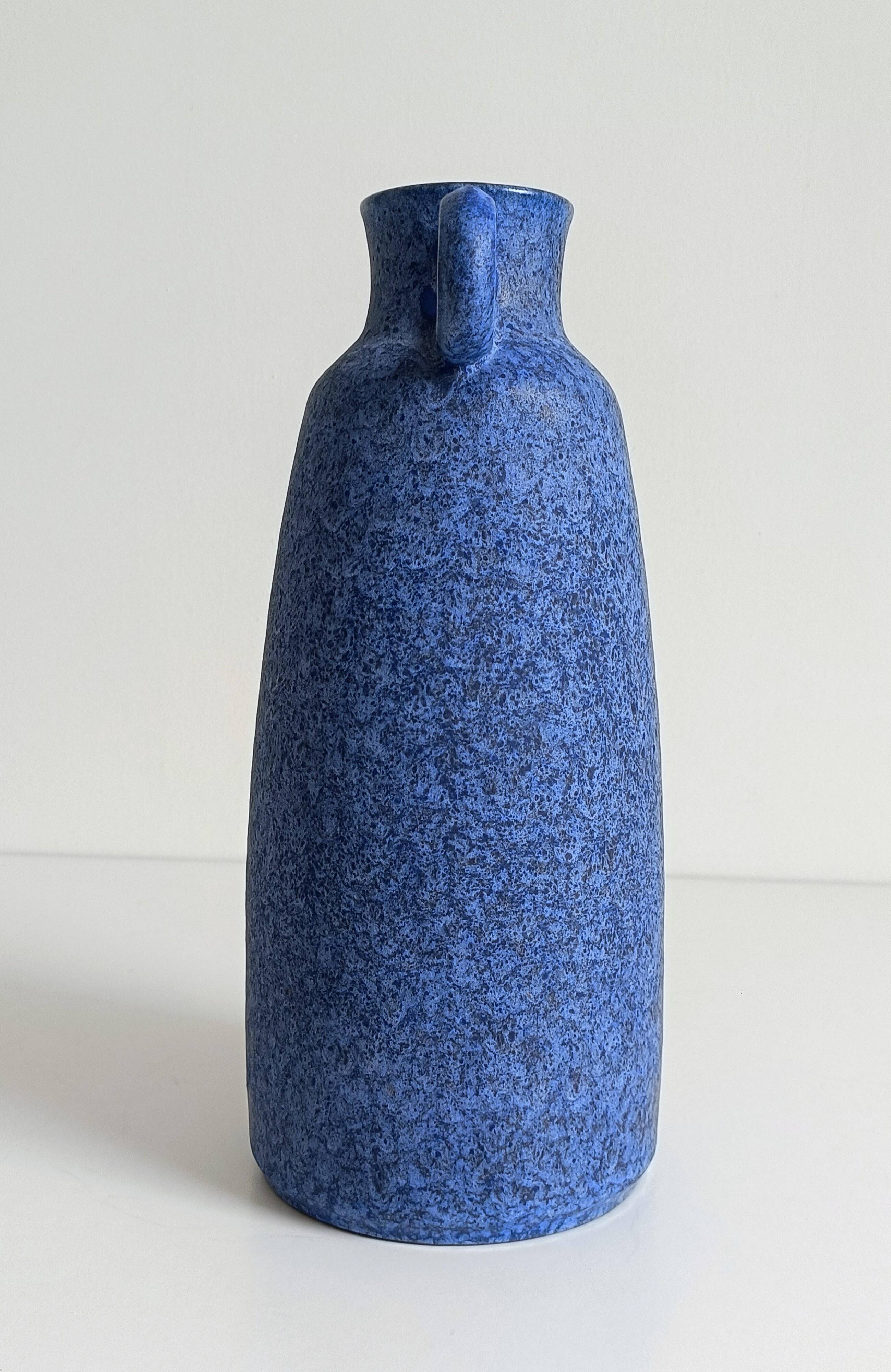 Mid-Century Ceramic Jug Vase by Ceramano, Blue Glaze, West Germany