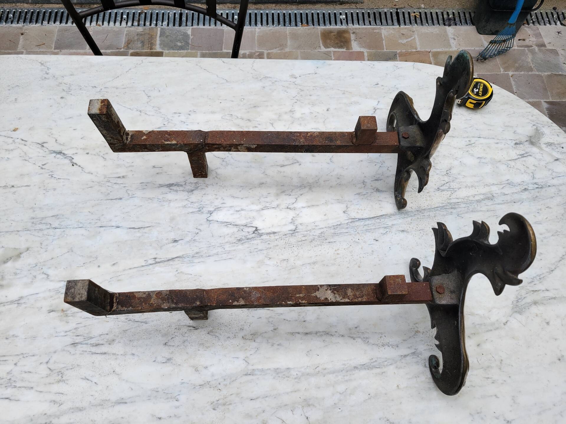 Gilded bronze chenets from the 19th century
