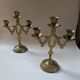 Pair of 3-branch brass candlesticks, Scandinavian country bohemian decoration