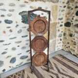 Foldable vintage exotic wood side shelf