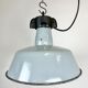 Industrial Grey Enamel Factory Lamp with Cast Iron Top, 1960s