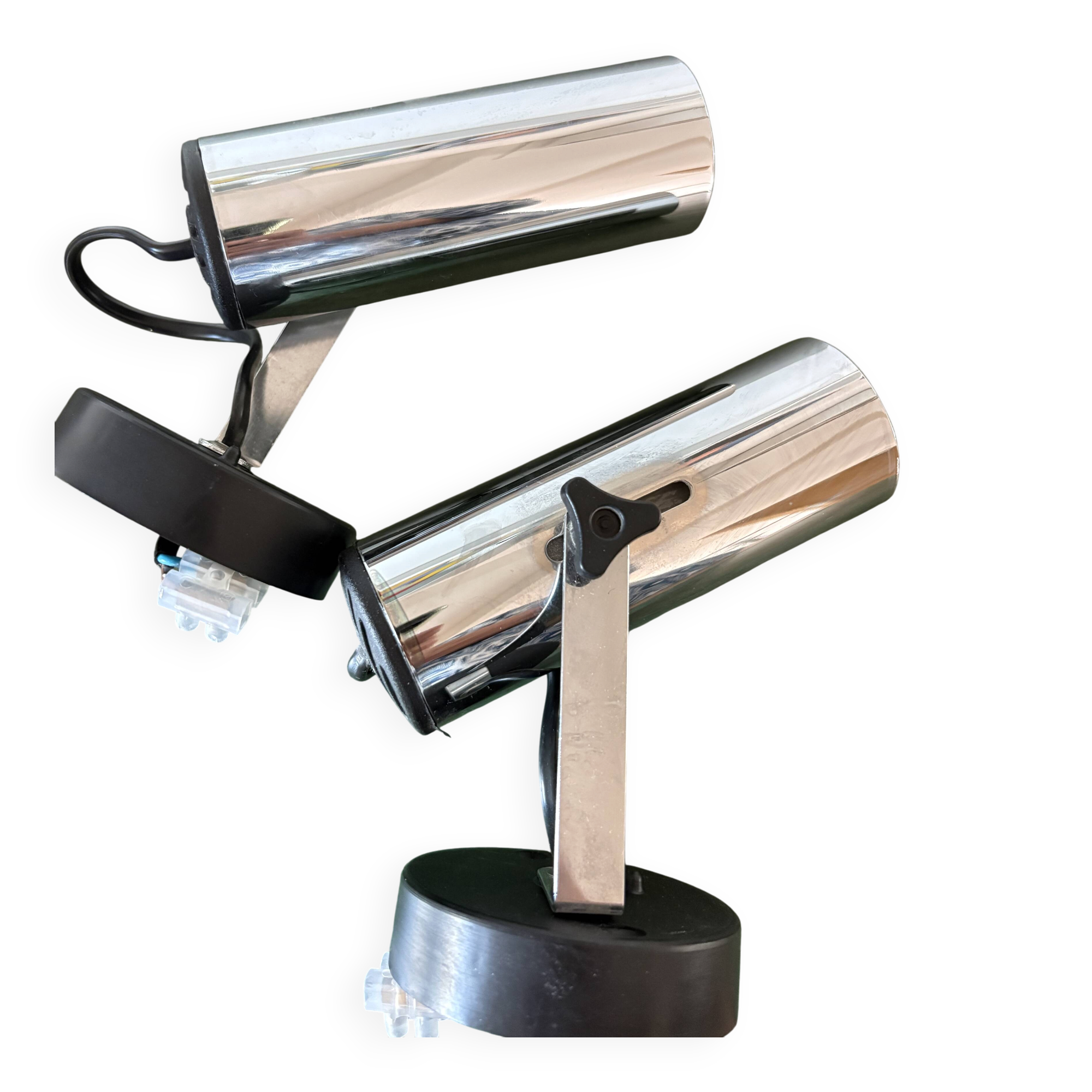 pair of 1970 vintage tube stainless steel or chrome or aluminium