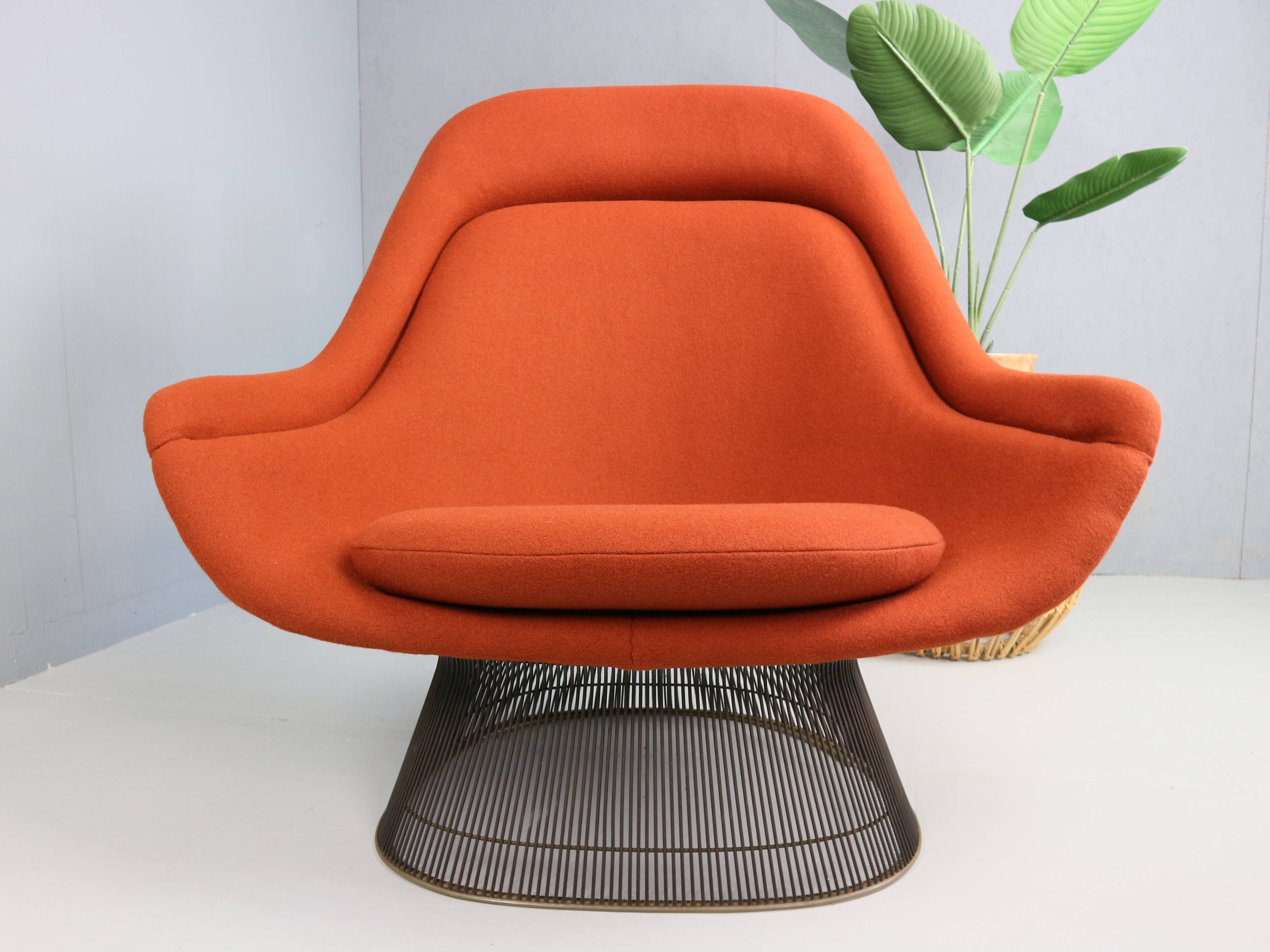 Early bronze lounge chair by Warren Platner for Knoll 1960s in rust red