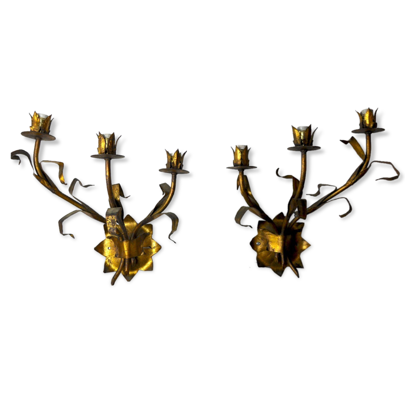 Pair of floral wall lamps Italy, 1950