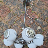 Suspension chrome, 8 spots "eye balls", space age, white