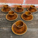 Set of 6 cups and saucers digoin colorado model vintage beige ceramic