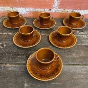 Set of 6 cups and saucers digoin colorado model vintage beige ceramic