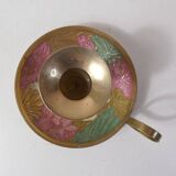 Vintage enameled brass hand candle holder