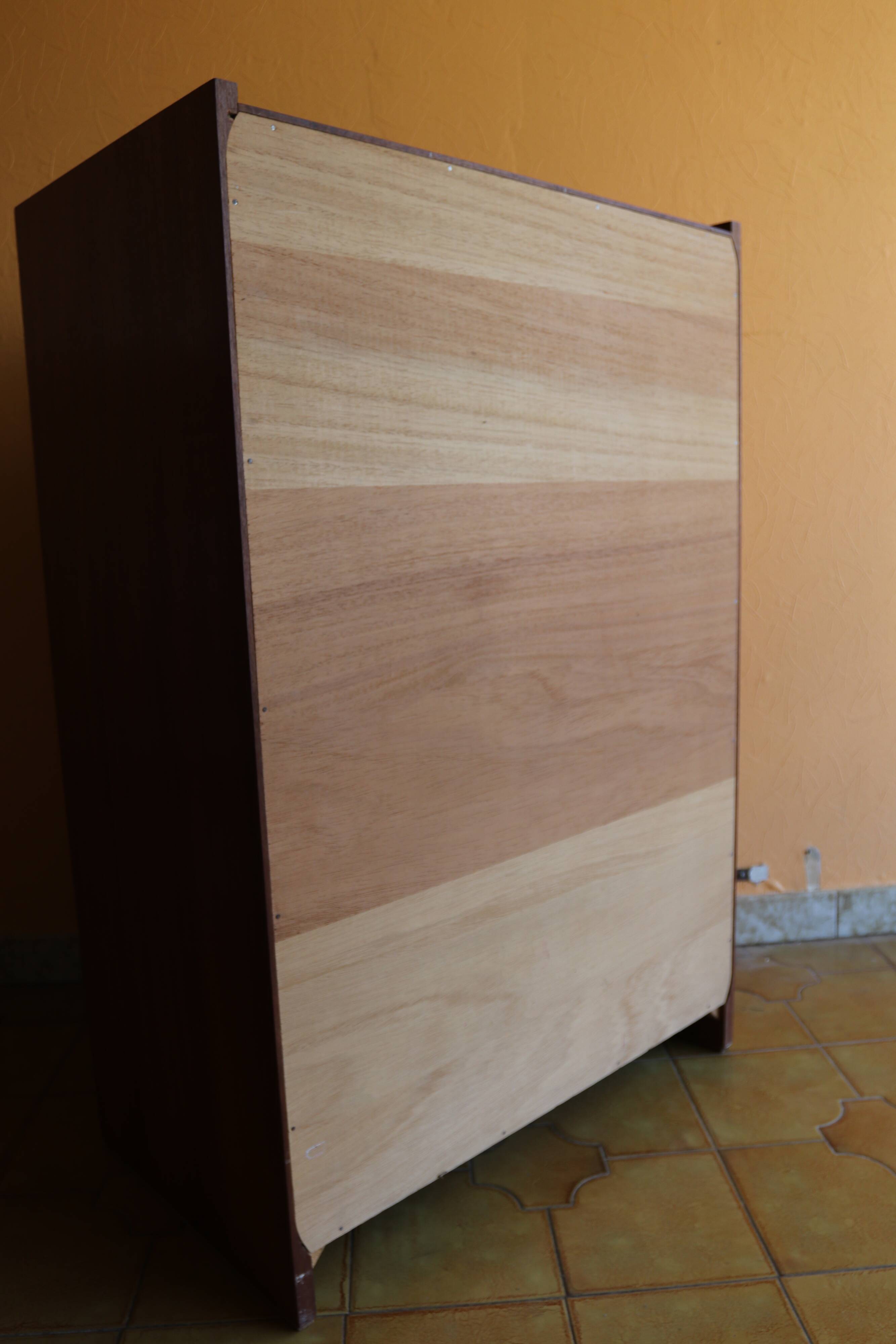 Teak veneer chest of drawers