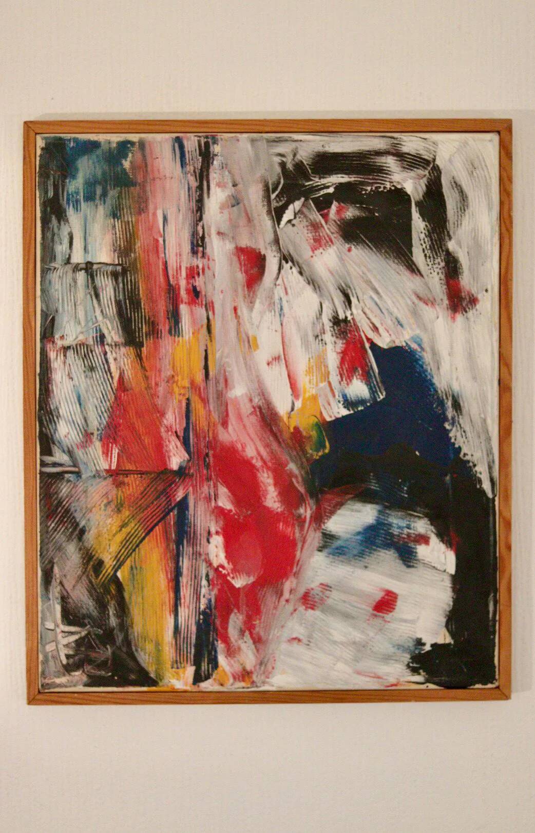 Original Swedish Oil on Canvas – “Abstract” by KB – Vintage & Framed  49 ×