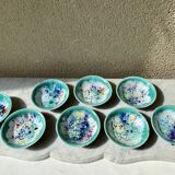 Salad bowl dessert service & 8 ramekins sandstone from the vintage Morvan 70s