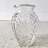 Small transparent molded glass vase