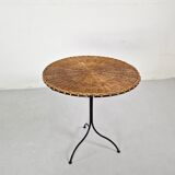 Side table in rattan and wrought iron, France, 1970s