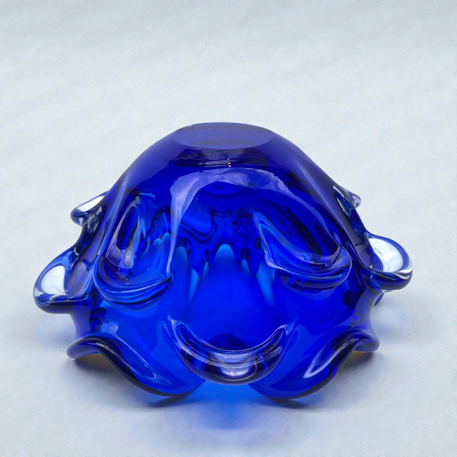 Large blue glass catchall - Murano Venice 1960