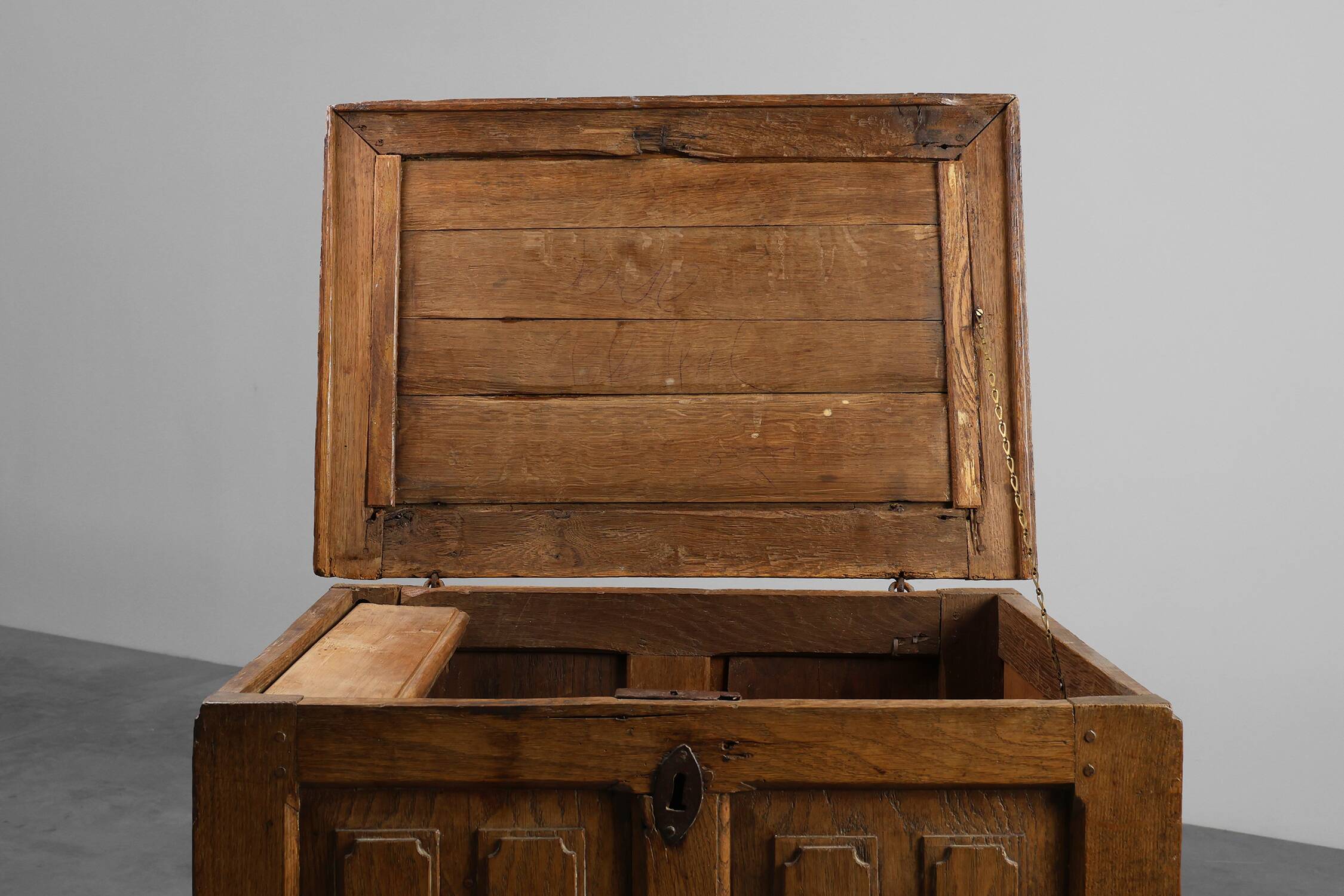 Rustic Oak paneled Trunk or chest, France 18th Century