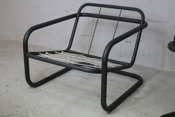 Paire de fauteuils édition Prisunic acier tubulaire et coussins mousses, France, 1973