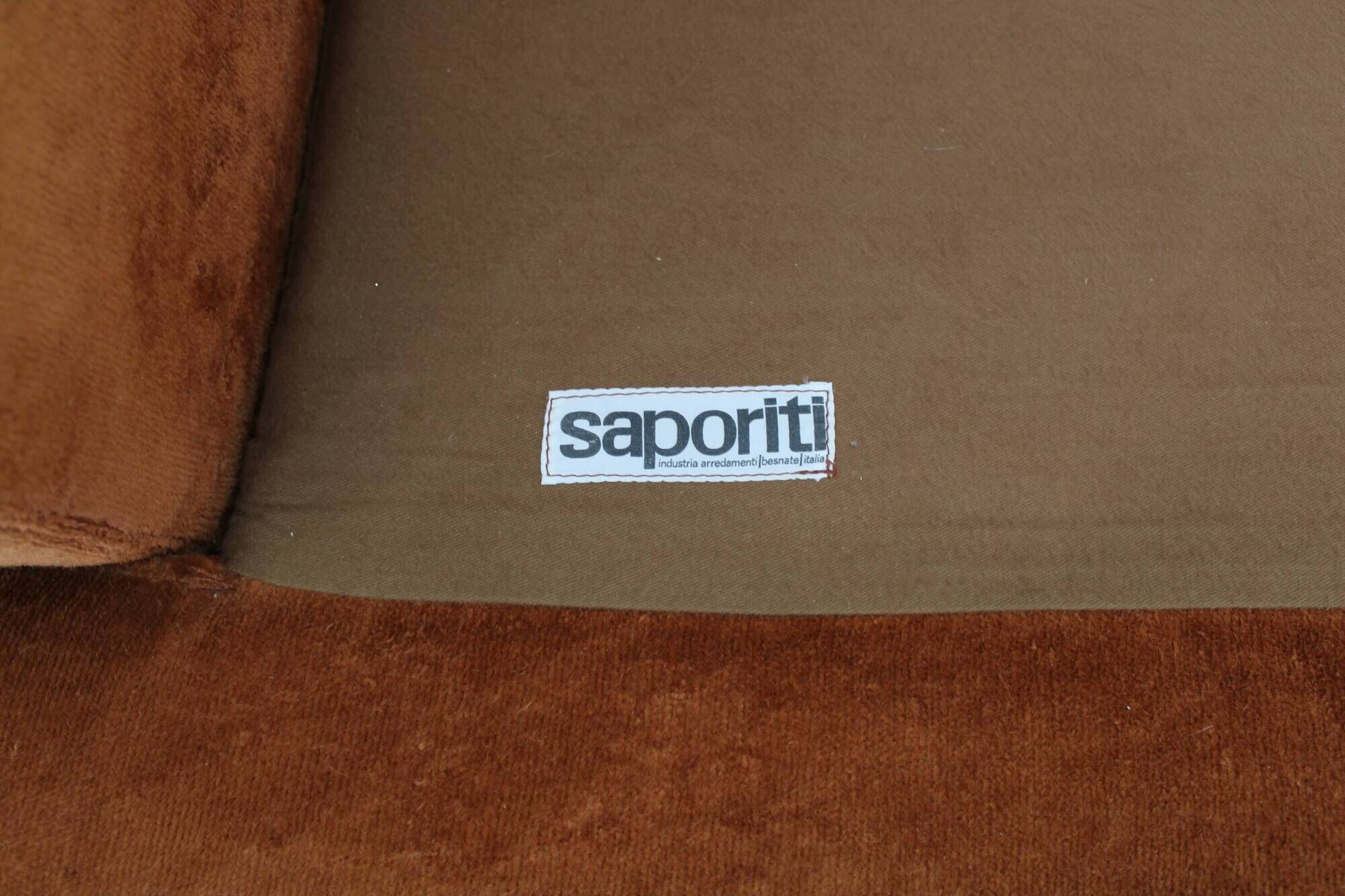 1970s Saporiti 2-Seater Sofa in Velvet, Italy