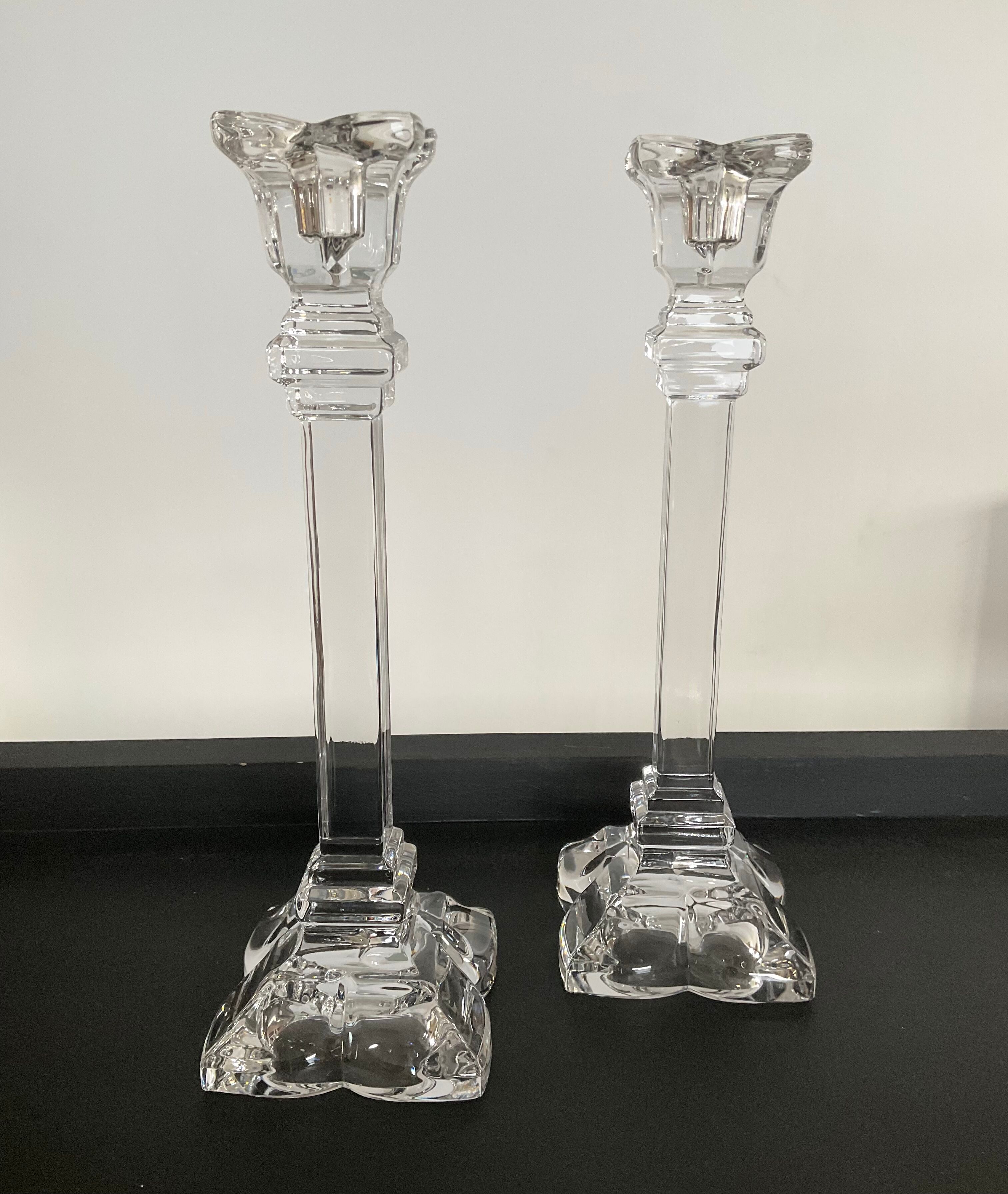 Pair of vintage crystal torch candlesticks from the 70s