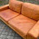 Danish Modern Mid Century Vintage Cognac Leather Sofa