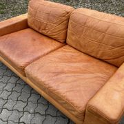 Canapé en cuir cognac vintage danois moderne du milieu du siècle
