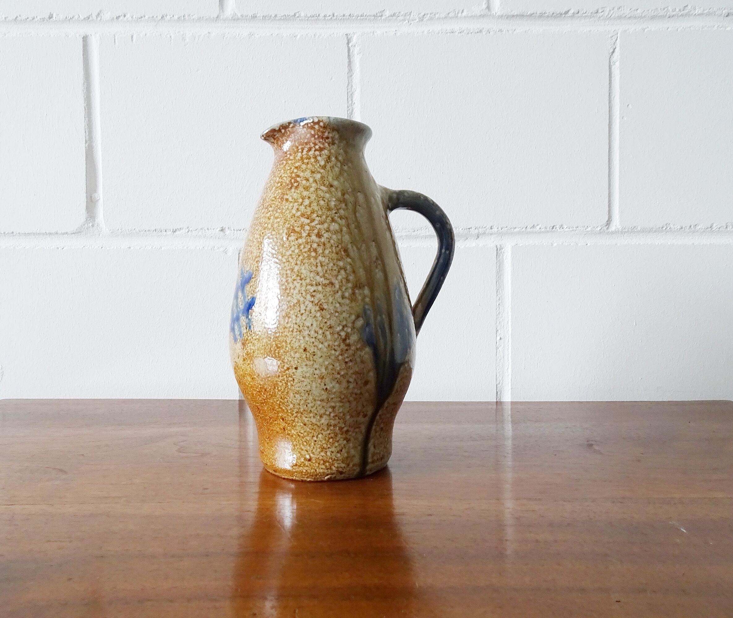 large ceramic jug with salt glaze, studio pottery