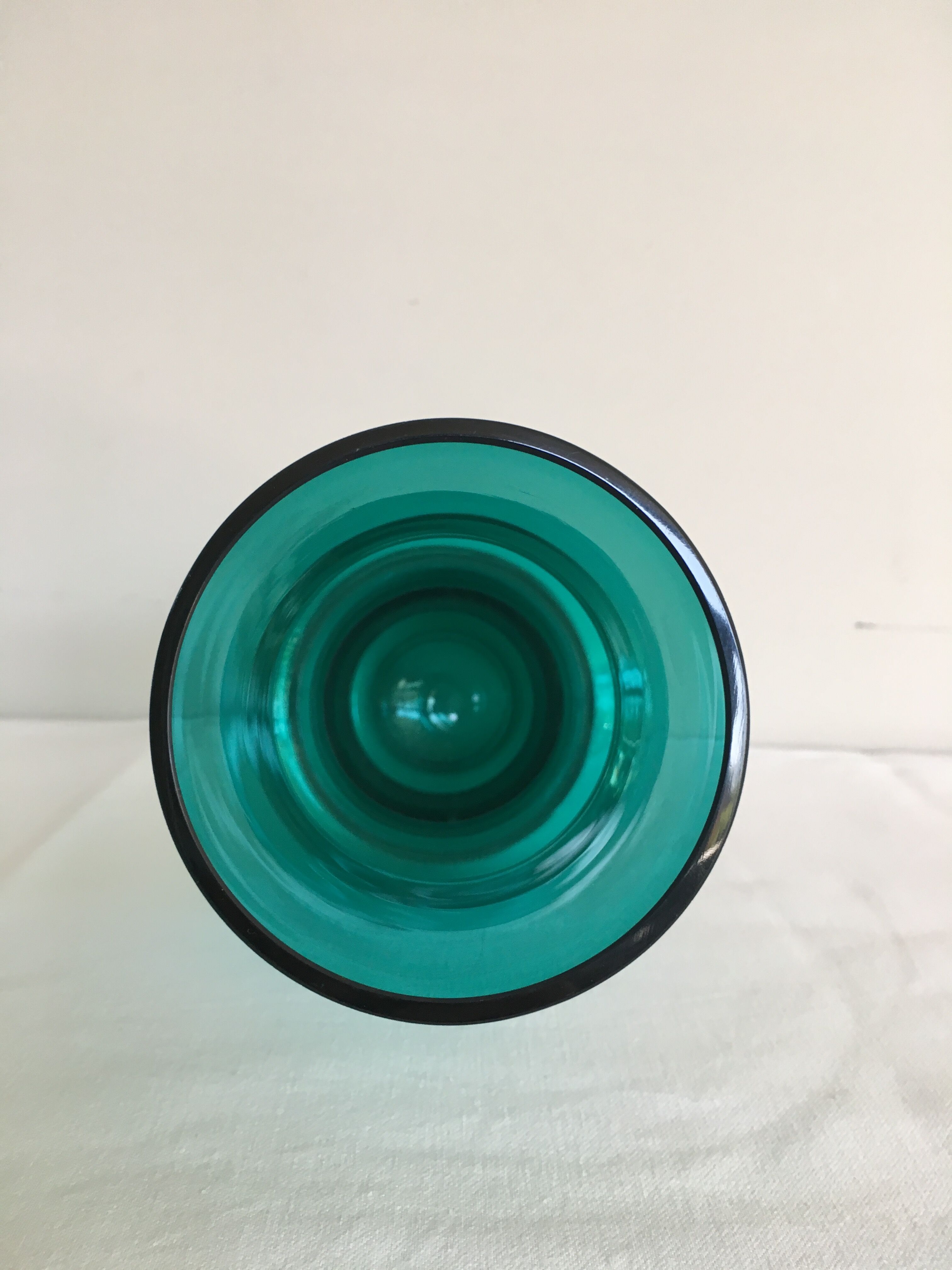 Vase tube green tinted glass