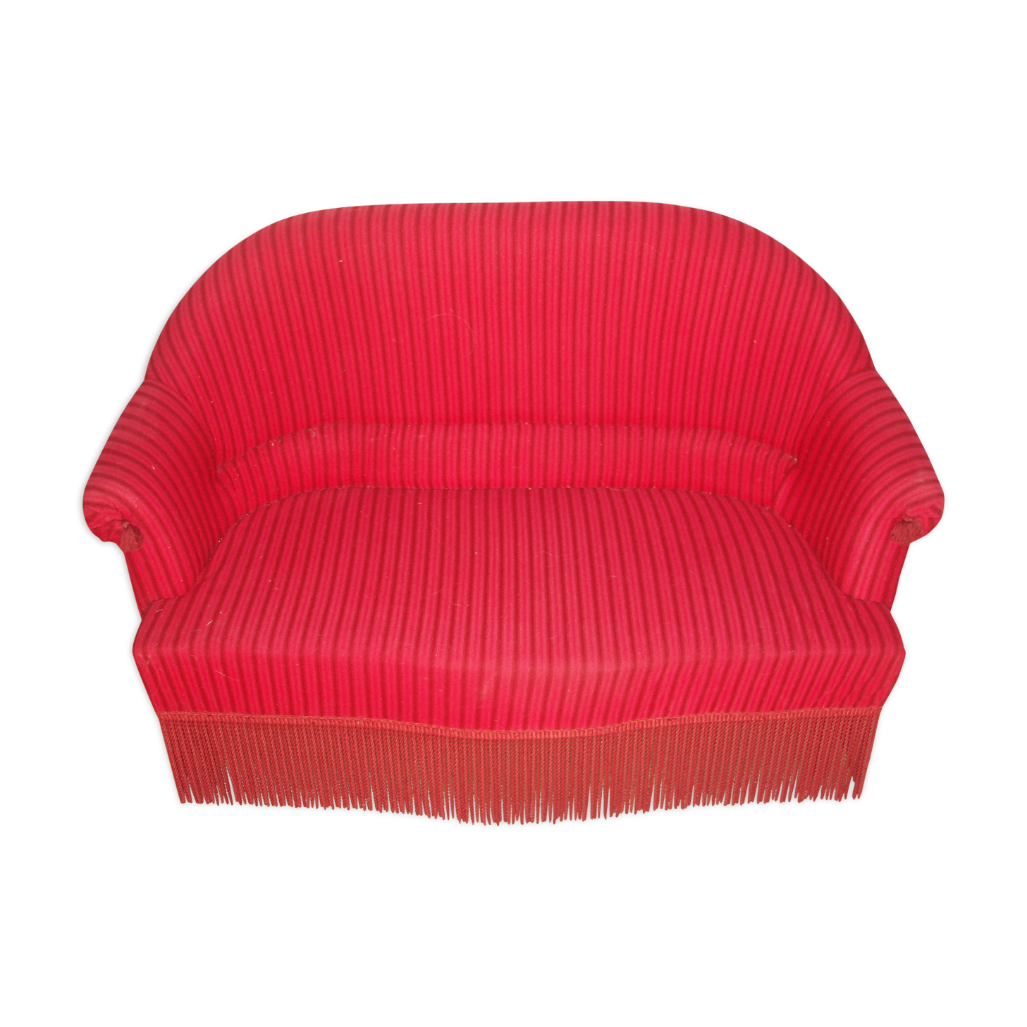 2-seater red velvet vintage sofa