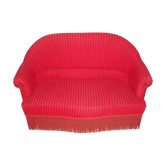 Canapé vintage rouge en velours 2 places
