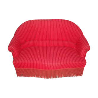 Canapé vintage rouge en velours 2 places