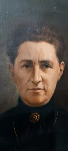 Antique painting from the early 1900s depicting a female portrait, signed by S.Bruno