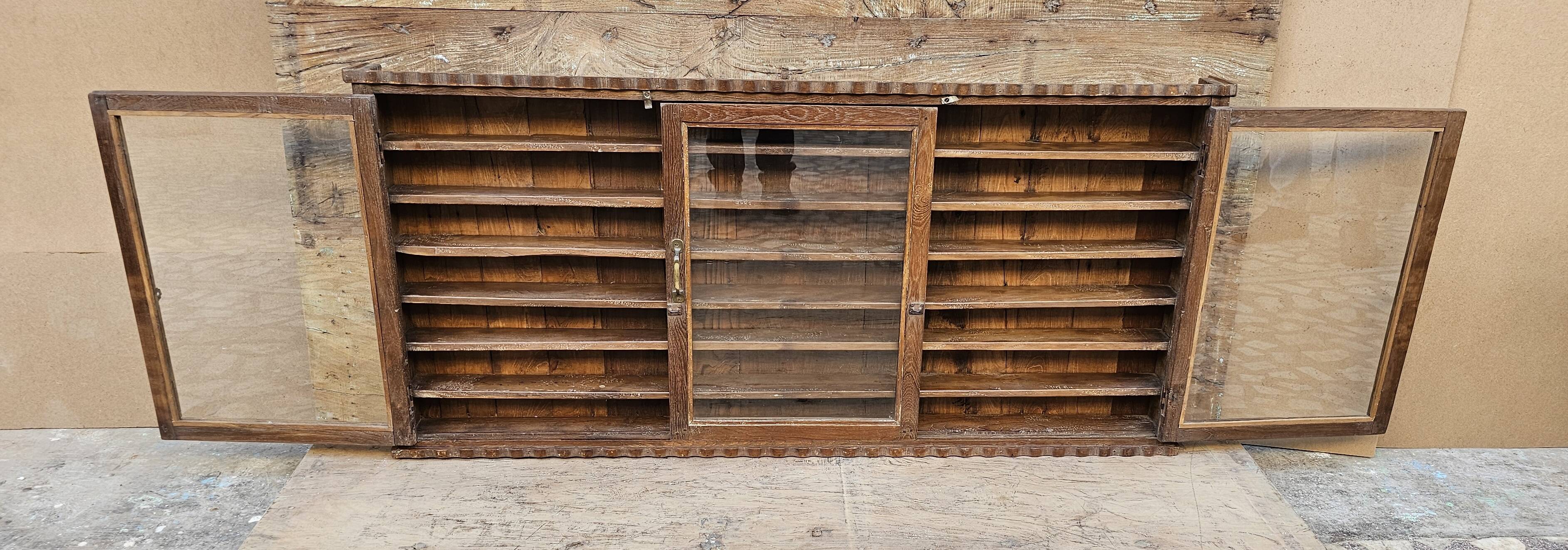 Antique Burmese teak collector's wall display case