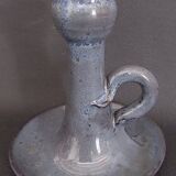 Vintage hand-held candle holder, ceramic, glazed terracotta, Saint Rome de Tarn X