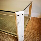 Italian travertine, perspex and glass coffee table, circa 1970