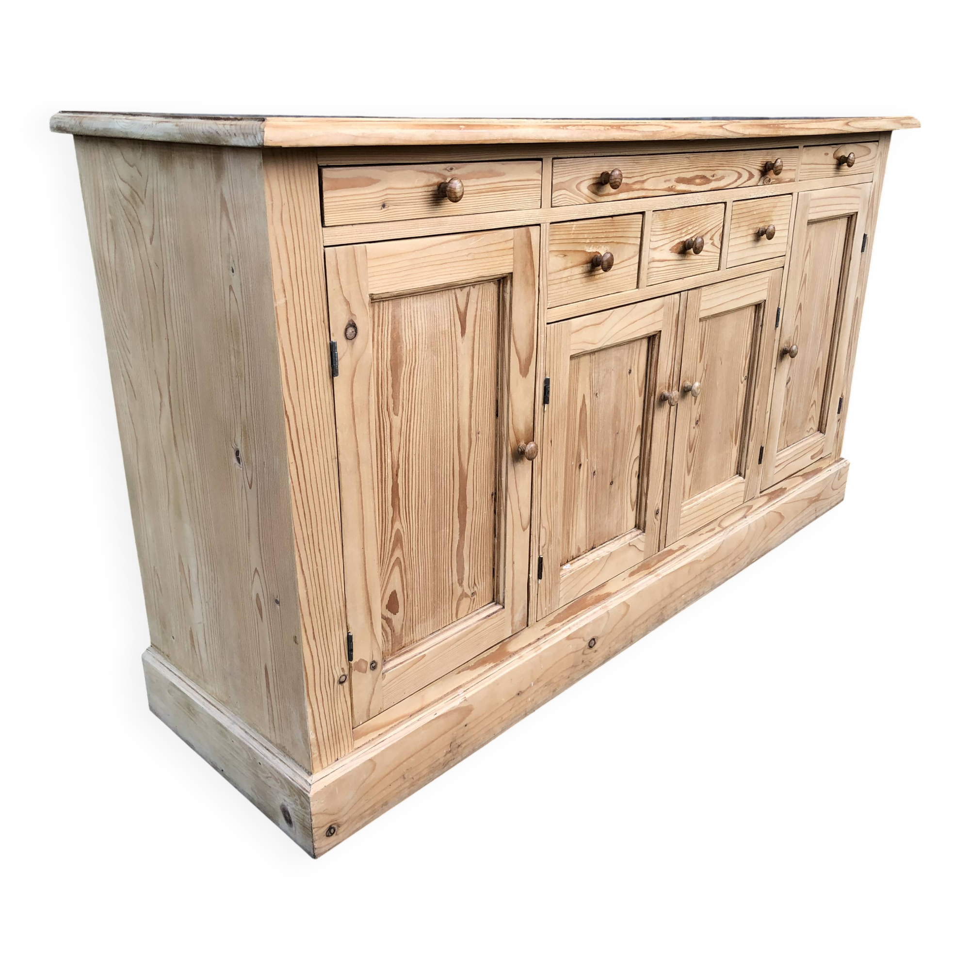 Scandinavian natural pine sideboard with 4 doors and 6 drawers.