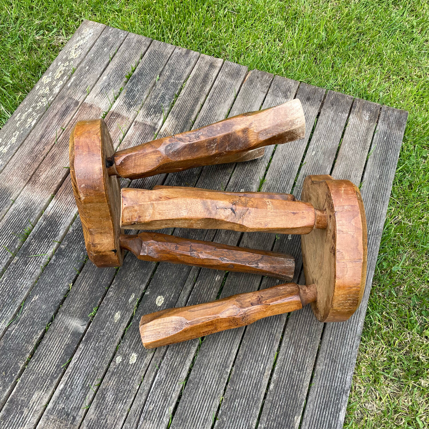 Pair of vintage brutalist stools