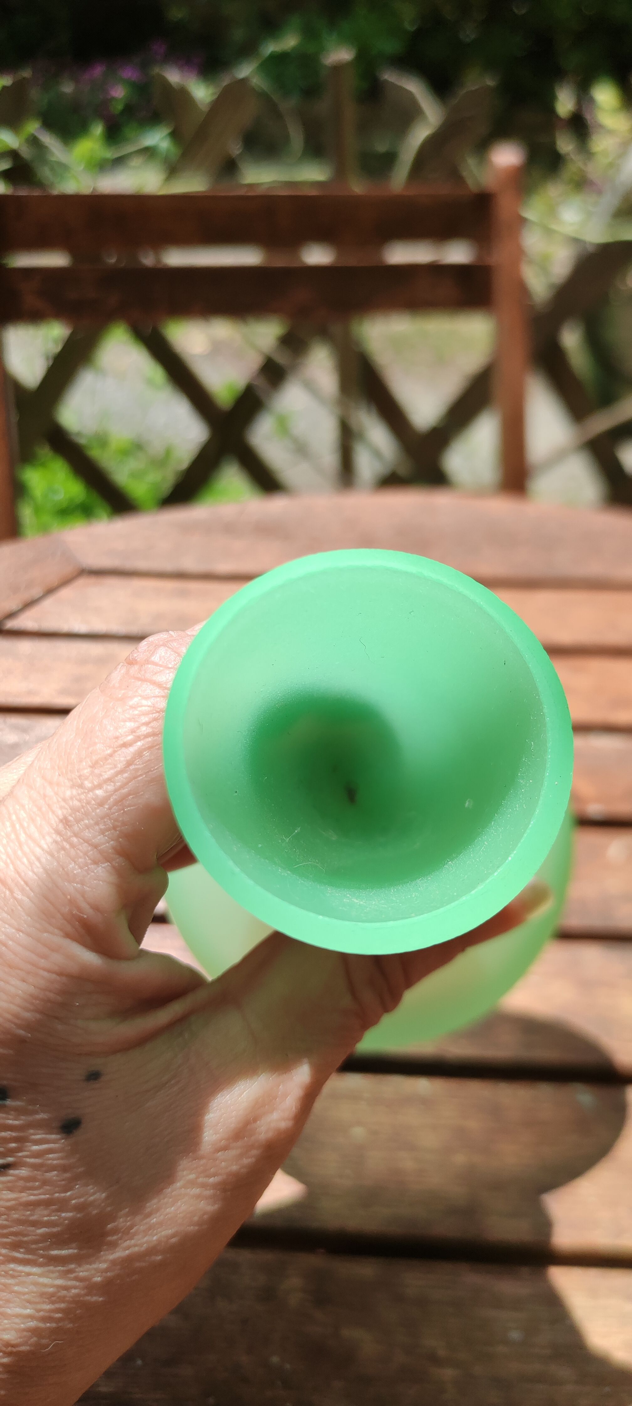 Green standing opaline crystal