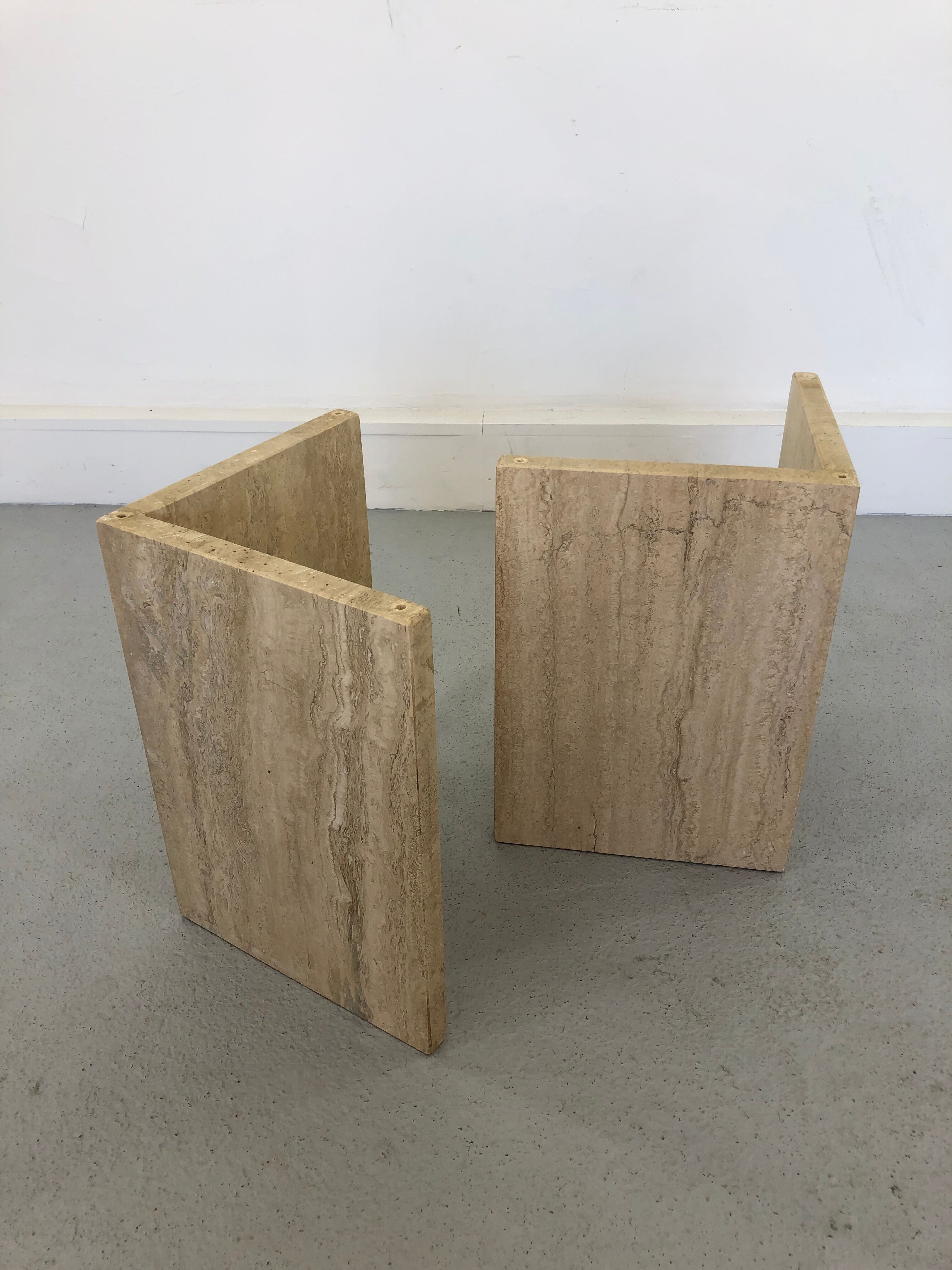 French Coffee Table in Travertine and Marble, 1960s
