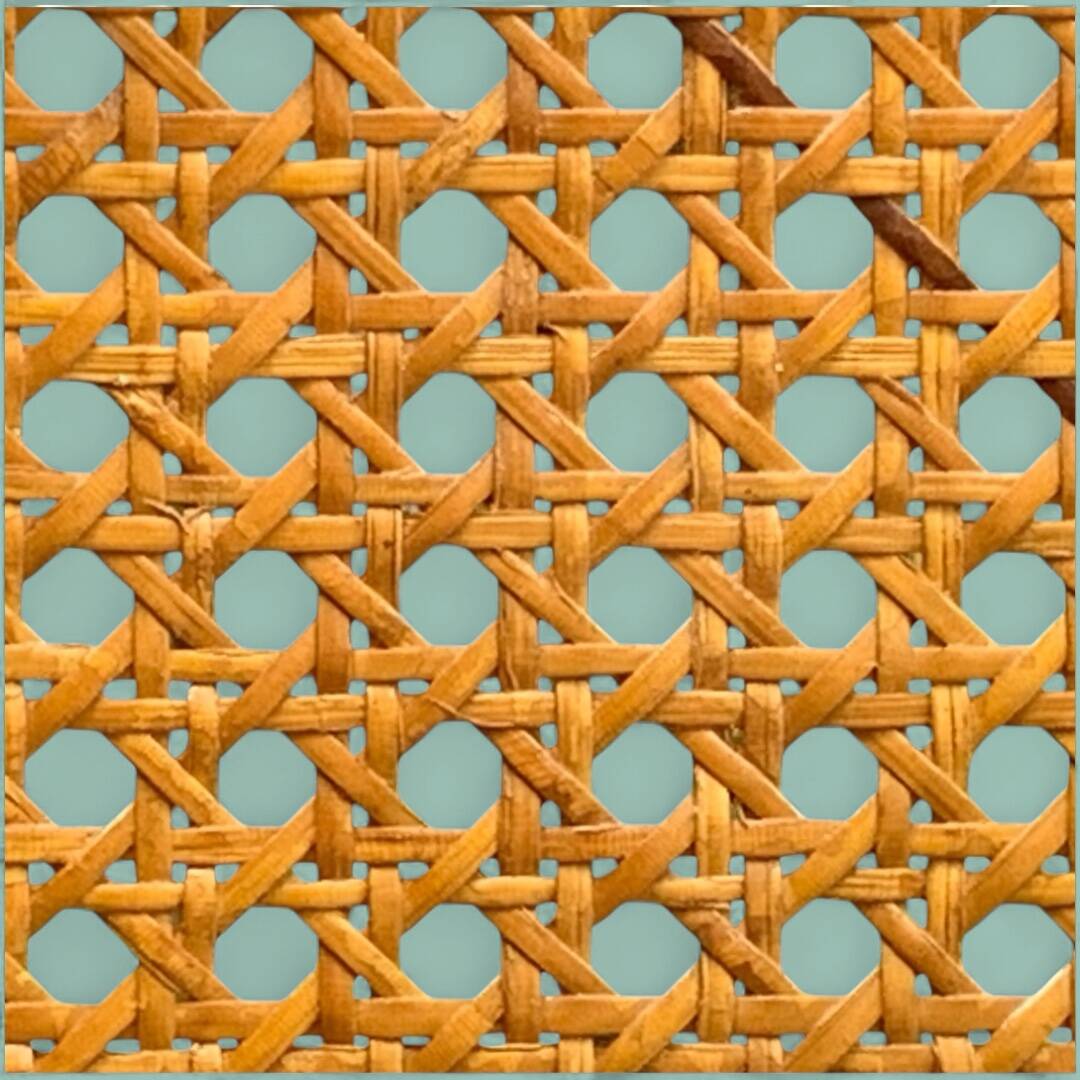 Chest of drawers and bedside table in rattan cane and oak, vintage 1970s