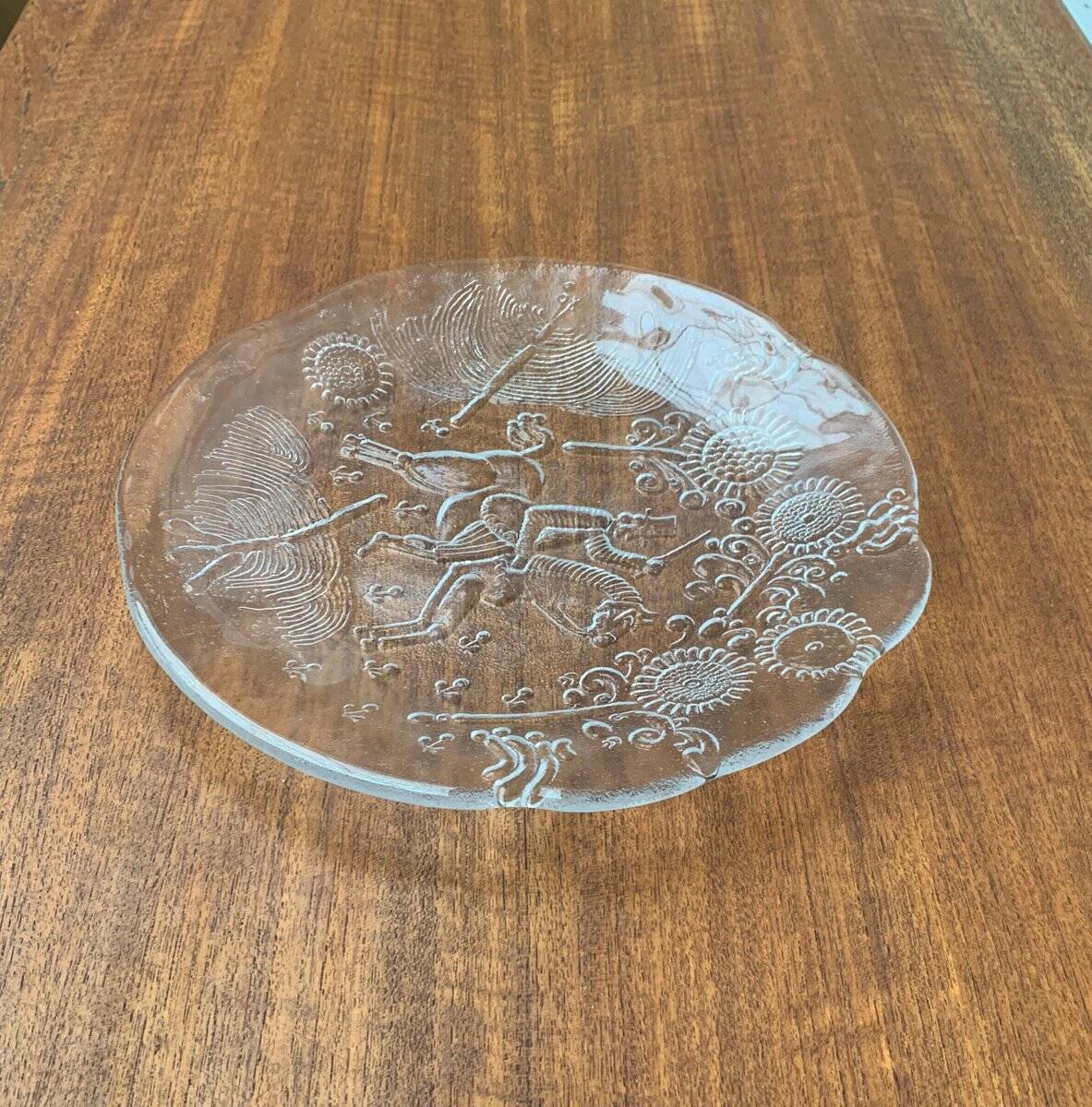 Vintage Swedish glass plate Doran by Goran Warff for Kosta Boda