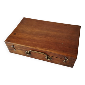 Old paint box wooden box with brass handle